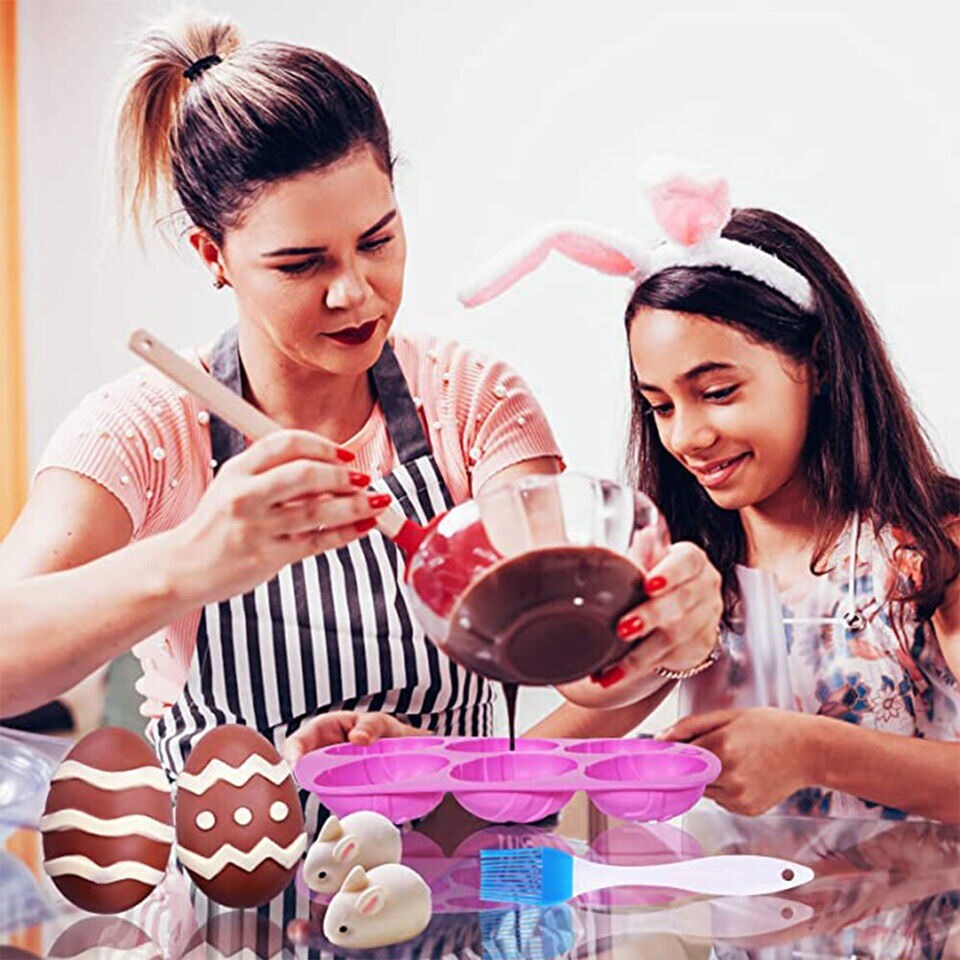 6 Hole Easter Egg Shape Silicone Baking Mold Easter Egg Silicone Cake Mold