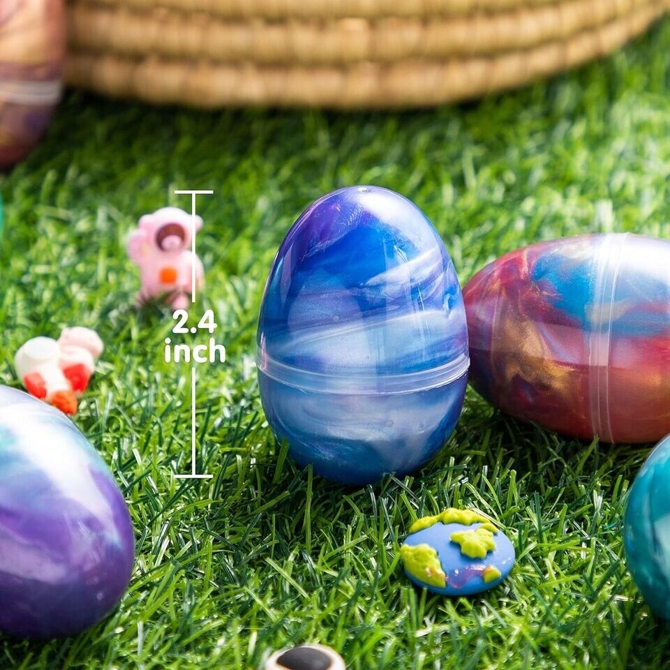 24 Pcs Galaxy Slime Eggs Prefilled Easter Egg with Putty Slime and Toys for Kids