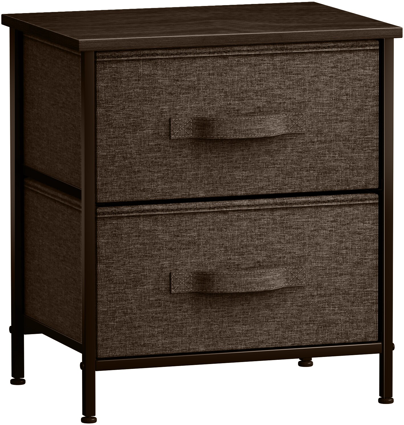 Sorbus Nightstand with 2 Drawers - Steel Frame, Wood Top &#x26; Easy Pull Fabric Bins - Great for Home, Bedroom, Office &#x26; College Dorm