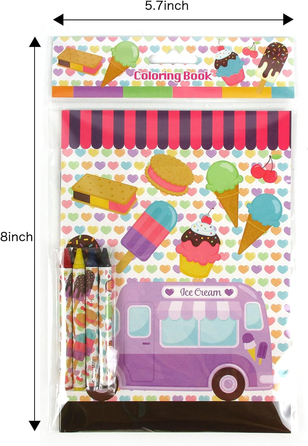 Tiny Mills Ice Cream Coloring Books with Crayons Party Favors with 12 Coloring Books and 48 Crayons