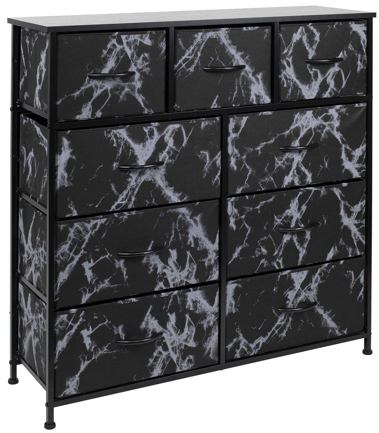 Sorbus Dresser with 9 Drawers - Furniture Storage Chest Tower Unit for Bedroom, Closet, etc - Steel Frame, Wood Top, Fabric Bins