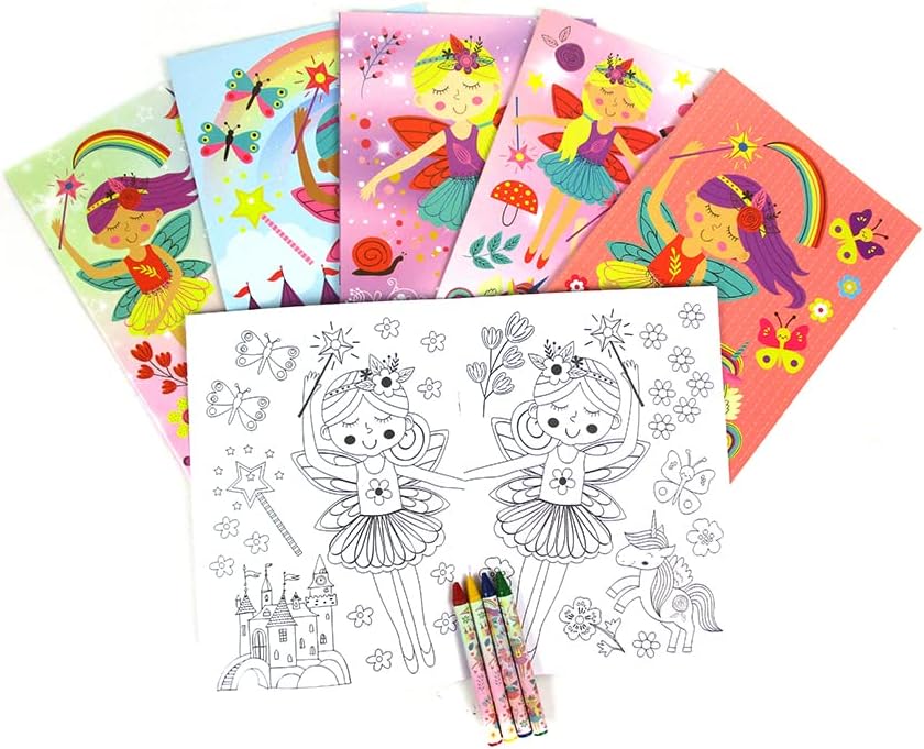 TINYMILLS Magical Fairies Coloring Books for Kids with 12 Coloring Books and 48 Crayons