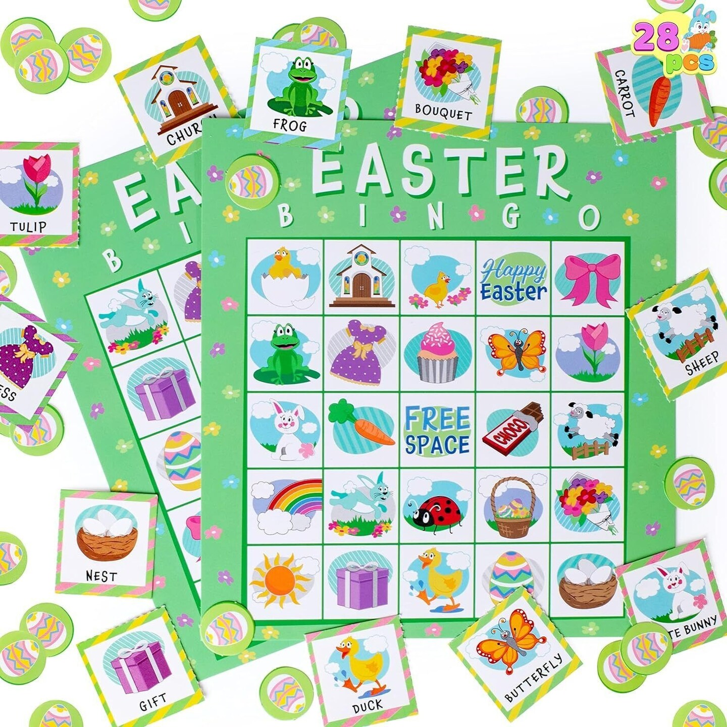 28 Players Easter Bingo Cards (5x5) for Easter Party Goodies Games Kids