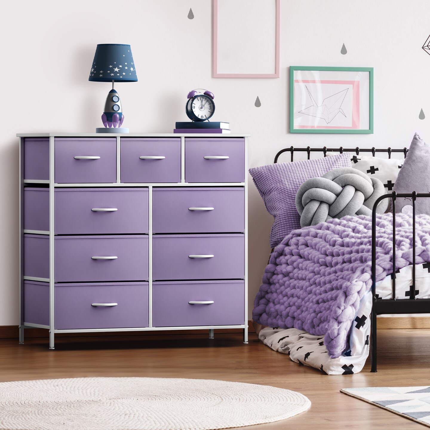 Sorbus Dresser with 9 Drawers - Furniture Storage Chest Tower Unit for Bedroom, Closet, etc - Steel Frame, Wood Top, Fabric Bins
