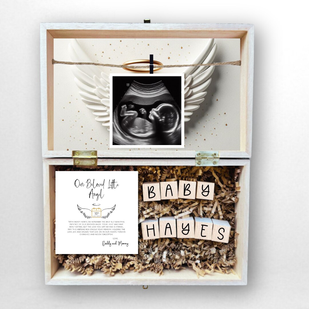 In loving memory of our beloved angel memorial engraved wood box