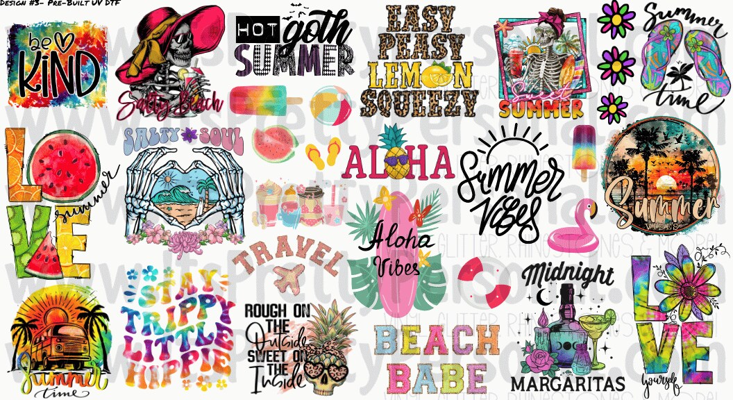 DESIGN #3- Summer UV DTF Decal Gang Sheet 22&#x22;x12&#x22;