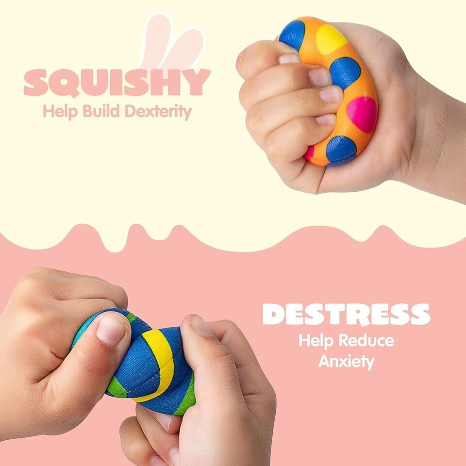 24 PCS Colorful and Squishy Toy Eggs for Easter Eggs Hunt, Stress Relief