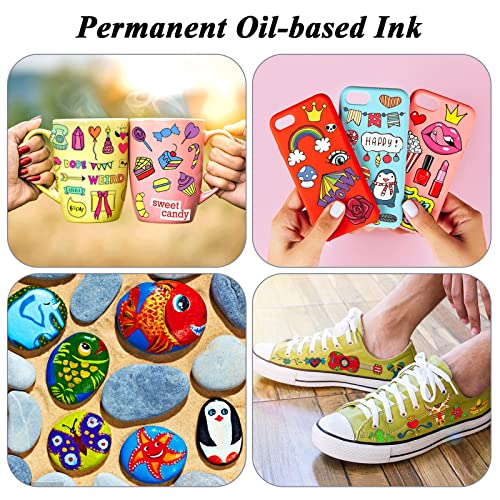 12 Colors Paint Pen Paint Markers, Oil-Based Waterproof Marker Pens, Permanent Fabric Paint Quick Dry Marker for Metal, Egg, Tire, Rock, Wood, Canvas, Plastic, Glass, Engineer, DIY Craft