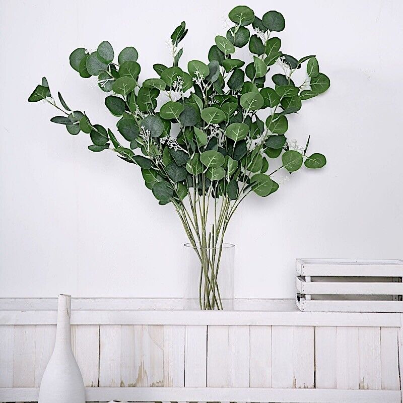 2 Green 40-Inch ARTIFICIAL EUCALYPTUS LEAVES Sprays Stems