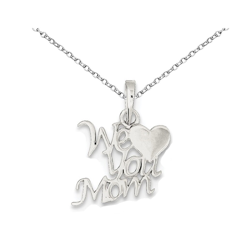 Gem And Harmony We Love You Mom Pendant Necklace in Sterling Silver
