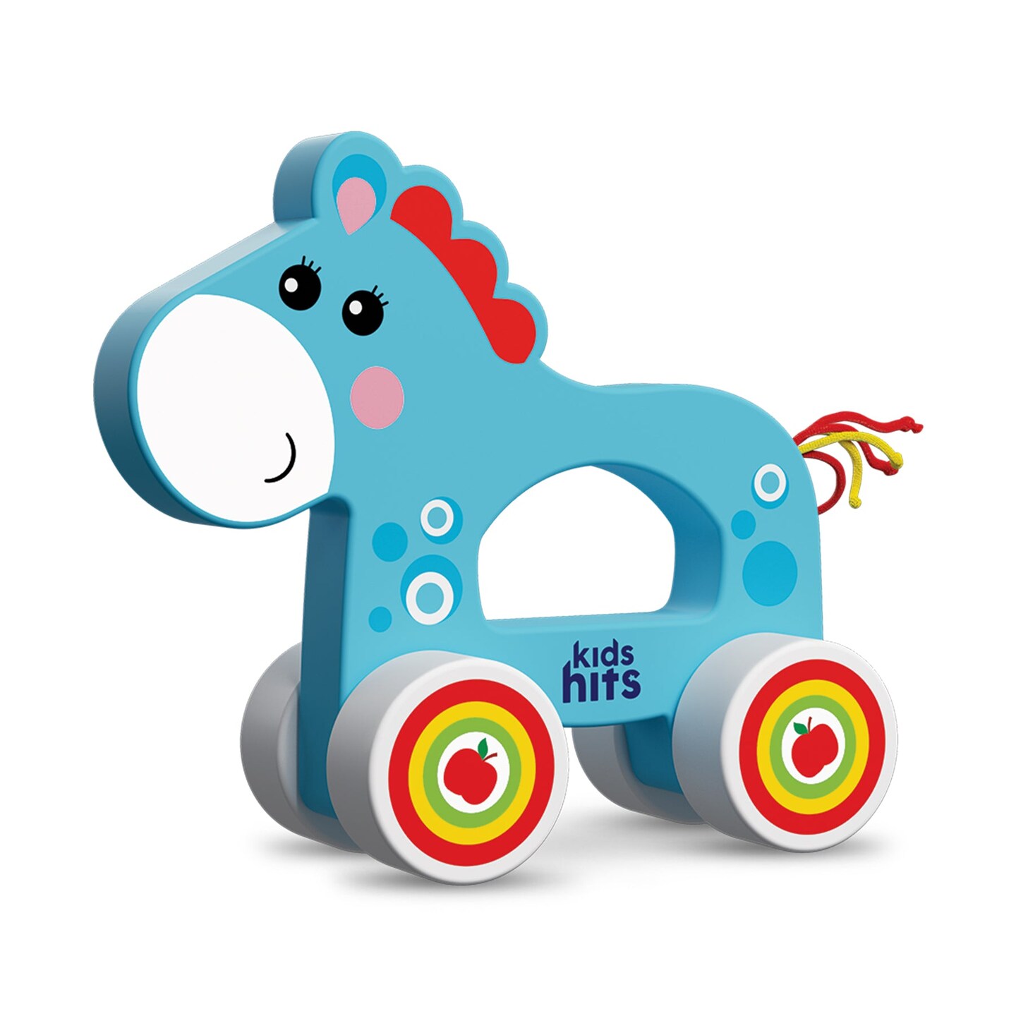 Kids Hits: Colorful Wooden Push &#x26; Pull Toy Pull-Along Horse - A Fun Companion for Toddler Exploration!