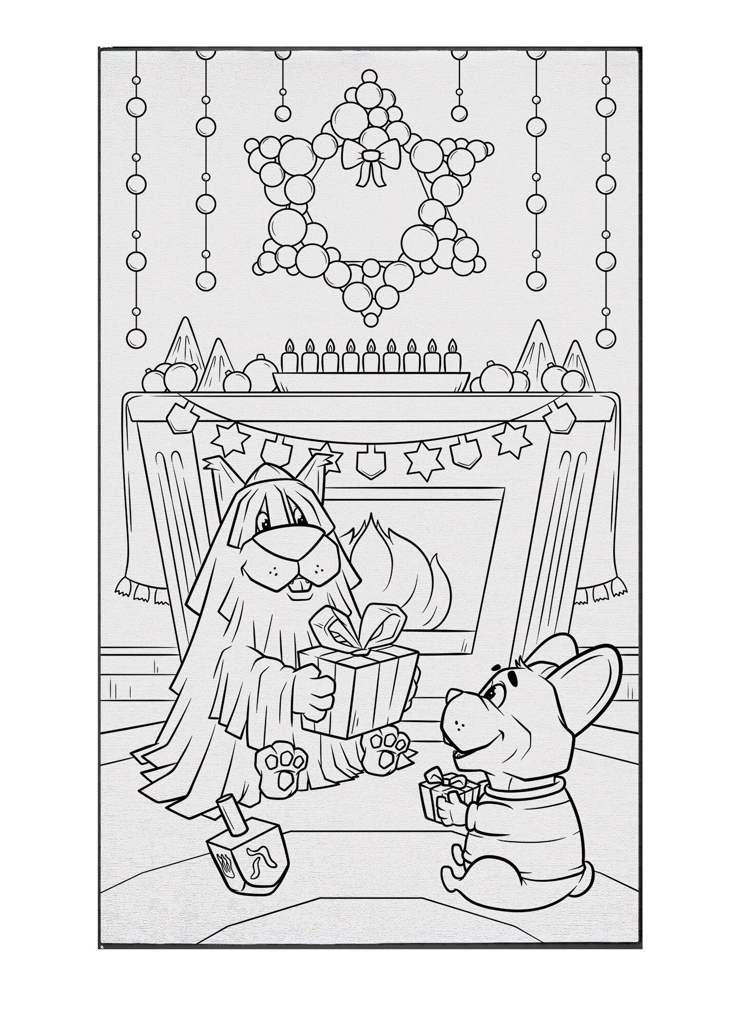 Hanukkah Kids Gift Washable Coloring Rug Coloring Poster Book Pages Chanukah Placemat Tablecloth Decoration Ornament Toddler Kindergarten
