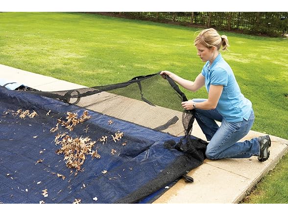 Blue Wave Rectangular Leaf Net In Ground Pool Cover - 18-ft x 36-ft | MINA&#xAE;