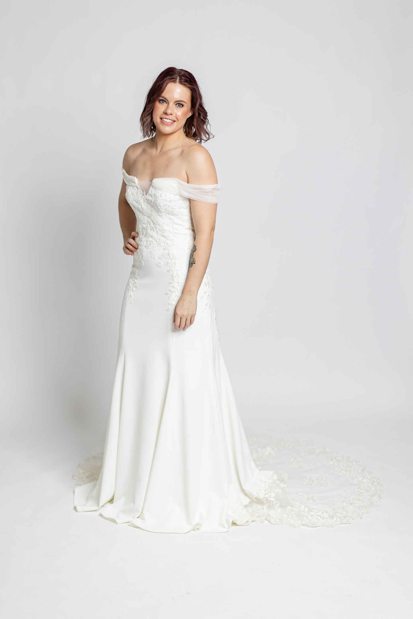 product name is Off white lace wedding dress