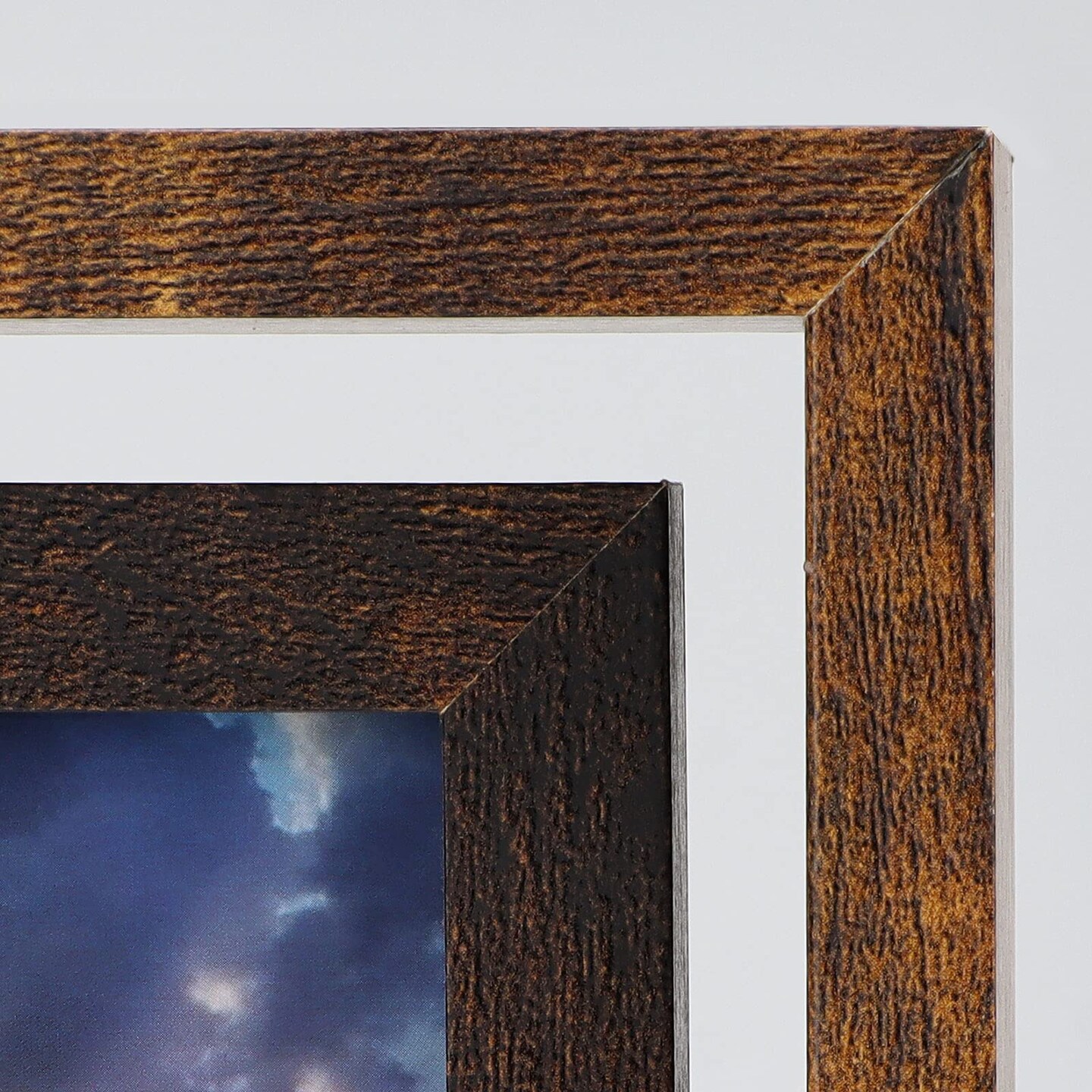 EXYGLO 2 Pack 5x7 Rustic Rotating Floating Picture Frames, Photo Frames for Vertical or Horizontal Tabletop Display, Brown