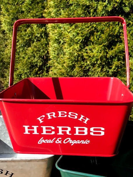 Local &#x26; Organic HERBS Square Metal Planter