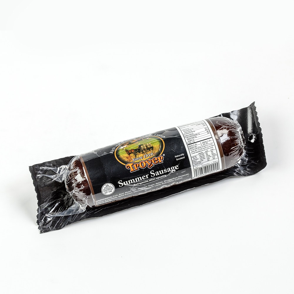 Troyer Pit Smoked Summer Sausage, Amish Country Sausage, 16 Oz