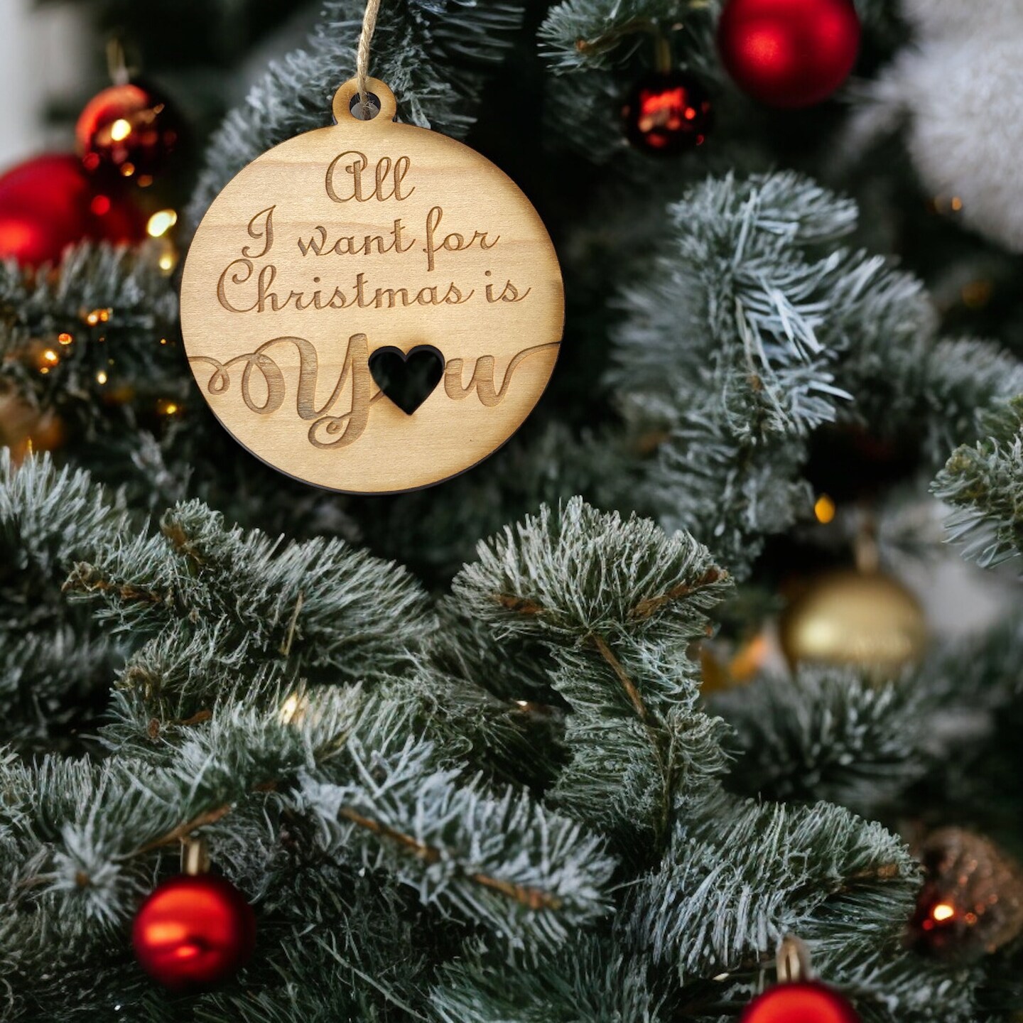 Ornament - All I Want for Christmas is You - Raw Wood 3x3in Ornament - All I Want for Christmas is You - Raw Wood 3x3in