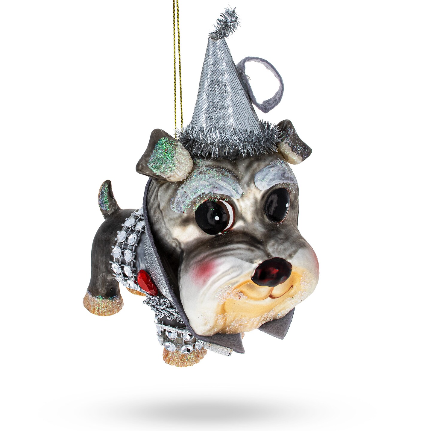 Charming Miniature Schnauzer Blown Glass Christmas Ornament