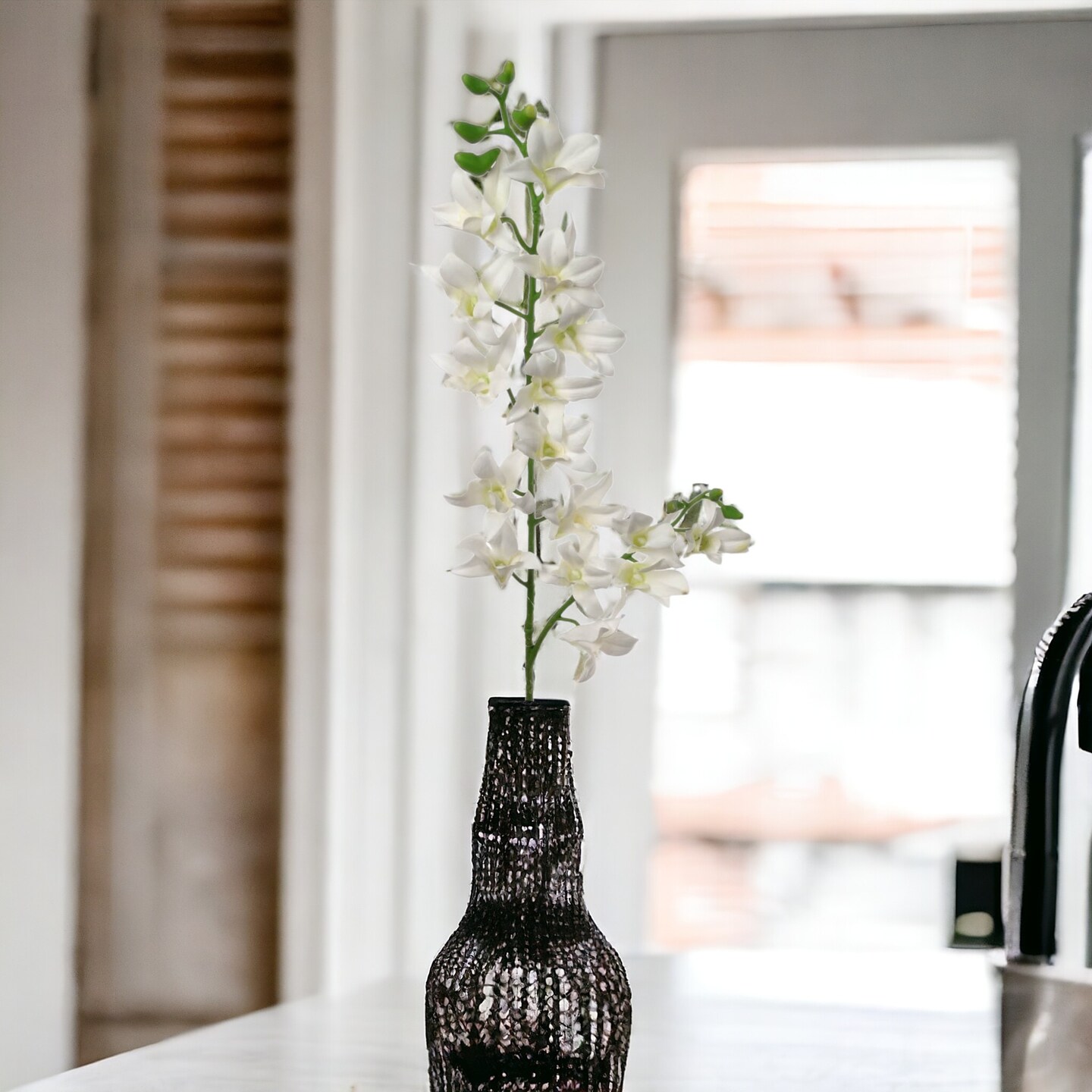 Real Touch Cream Dendrobium Spray - 12-Pack, Lifelike Blooms, Elegant Floral D&#xE9;cor, Ideal for Weddings, Events &#x26; Home - Perfect for All Seasons, Floral Home by Artificial Flowers