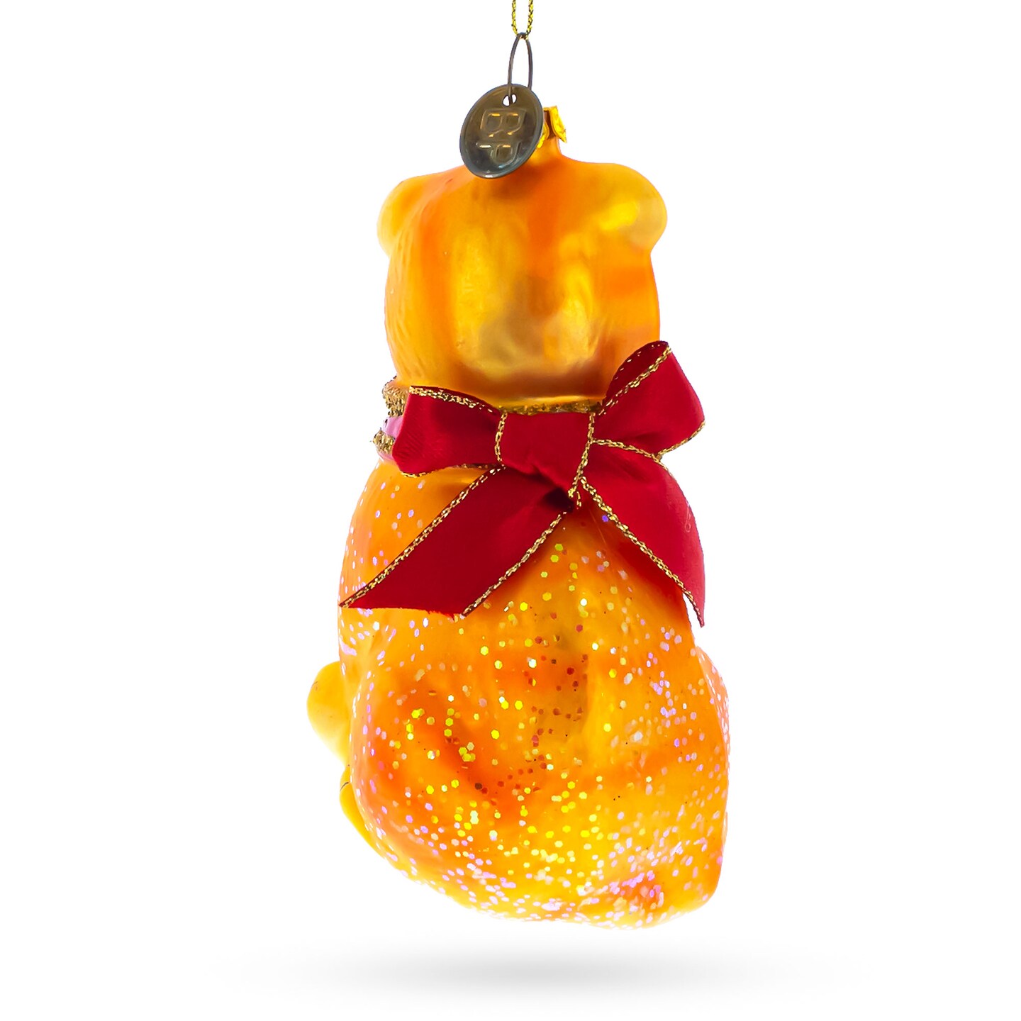 Orange Cat Blown Glass Christmas Ornament