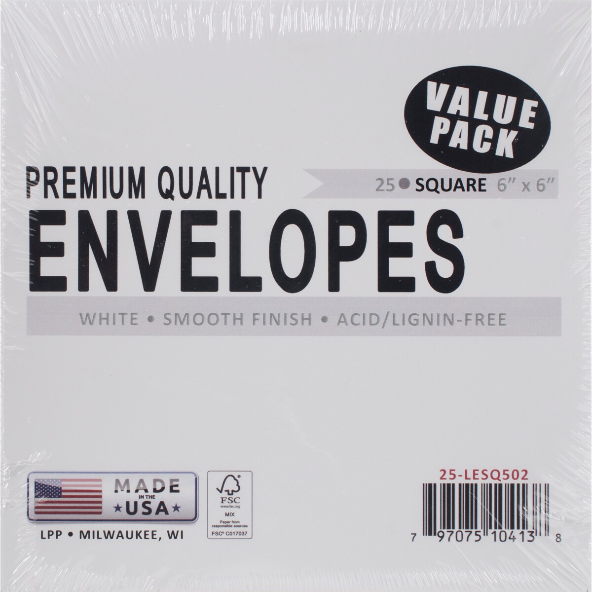 Leader Envelopes 6&#x22;X6&#x22; 25/Pkg-White