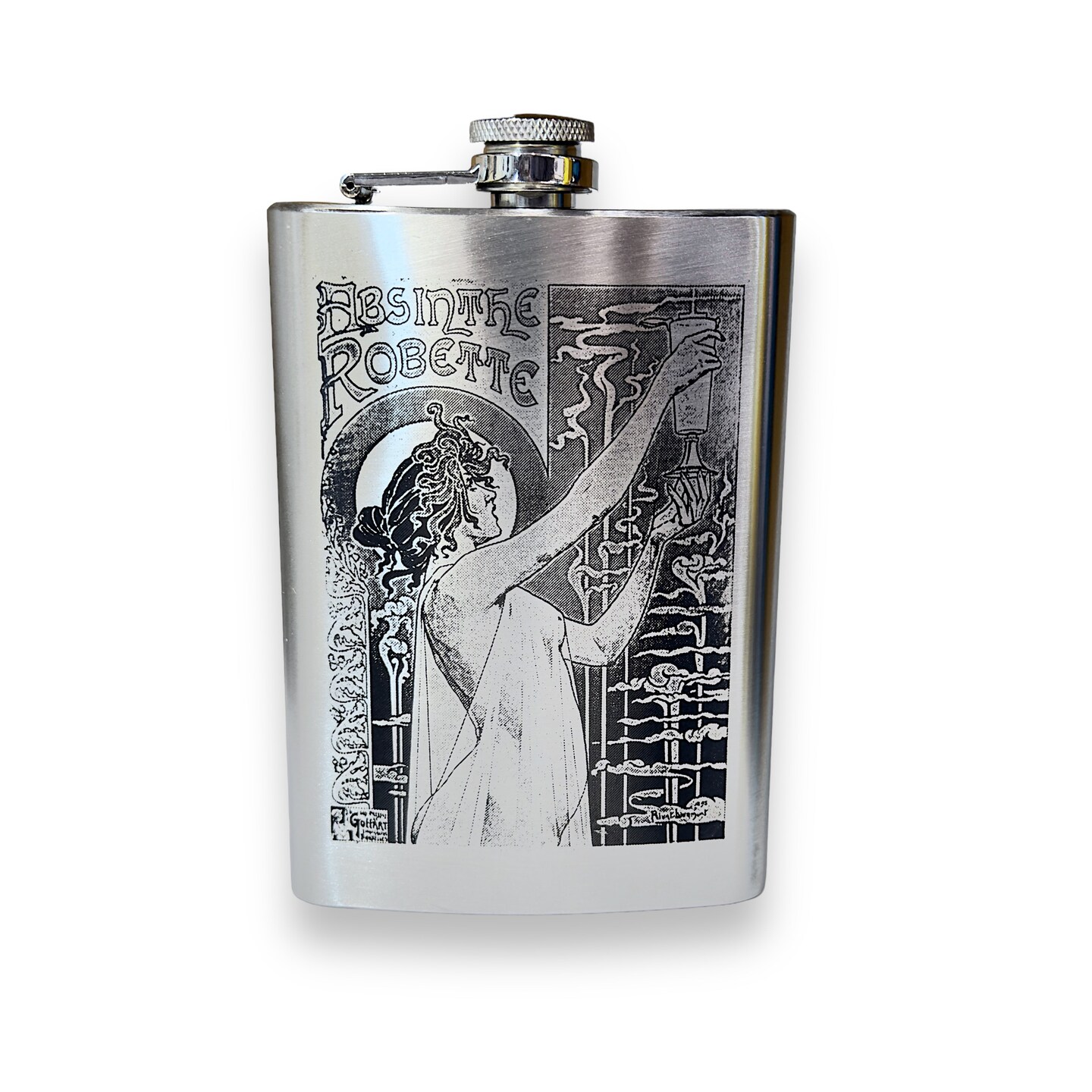 8oz Absinthe Robette Stainless Steel Flask 8oz Absinthe Robette Stainless Steel Flask