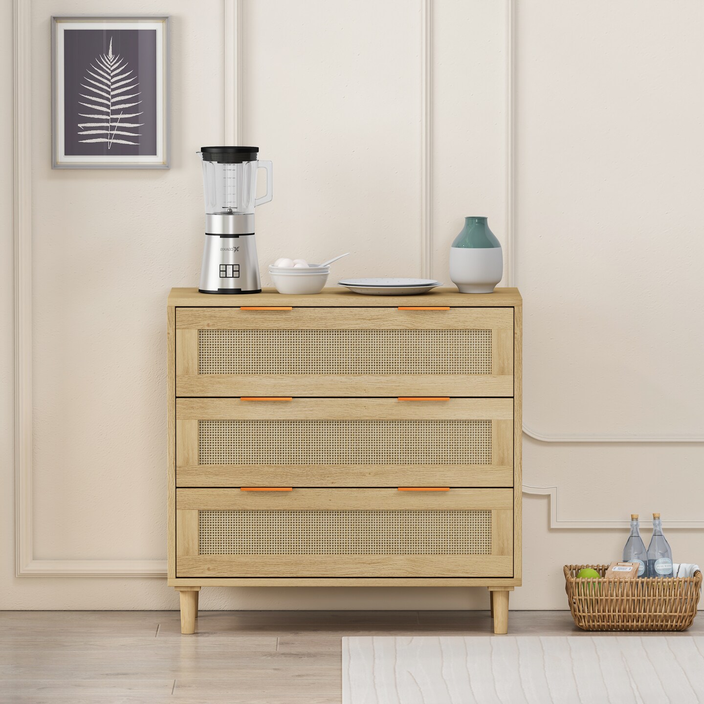 Stylish Rattan Storage Cabinet - 55.8 | Charm and Style