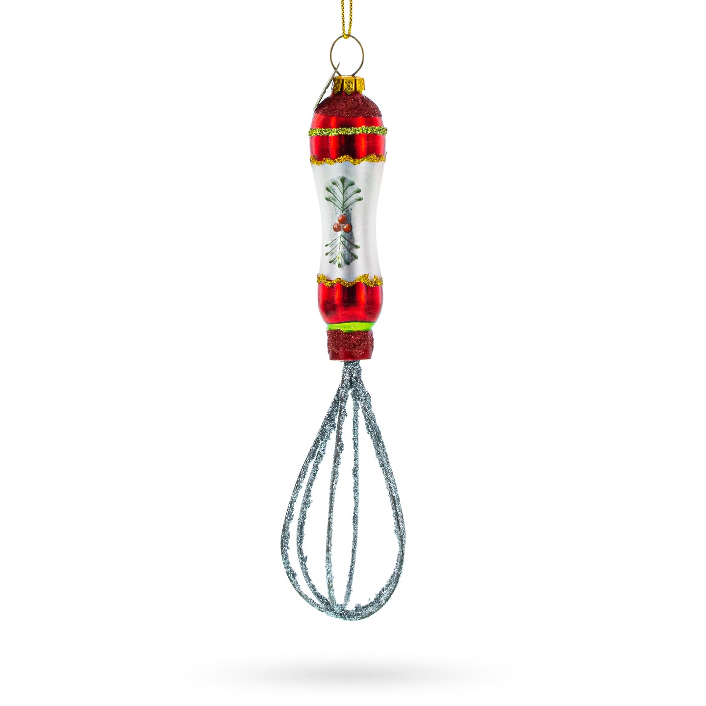 Culinary Whisk Blown Glass Christmas Ornament