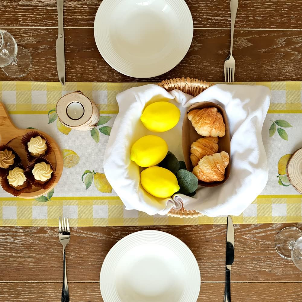 Yellow Buffalo Check Table Runner: Rustic Farmhouse D&#xE9;cor, 48 Inches