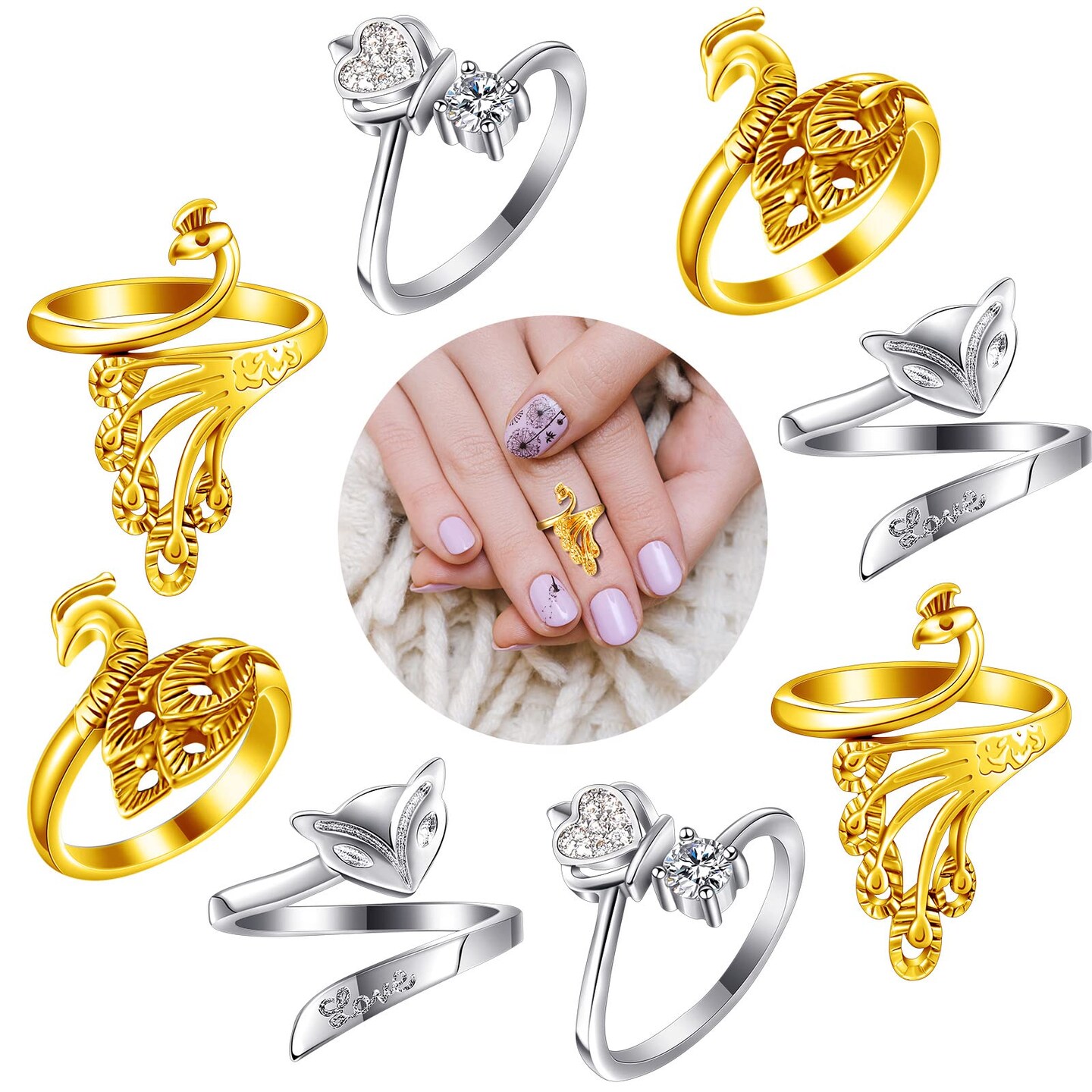 8 Pcs Knitting Loop Crochet Ring Adjustable Knitting Loop Ring