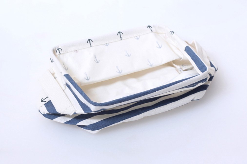 3 Pieces Nautical Fabric Storage Baskets Bins Cloth Collapsible Organizers Box Beach Anchor Nursery Toys Basket Shelves &#x26; Desks