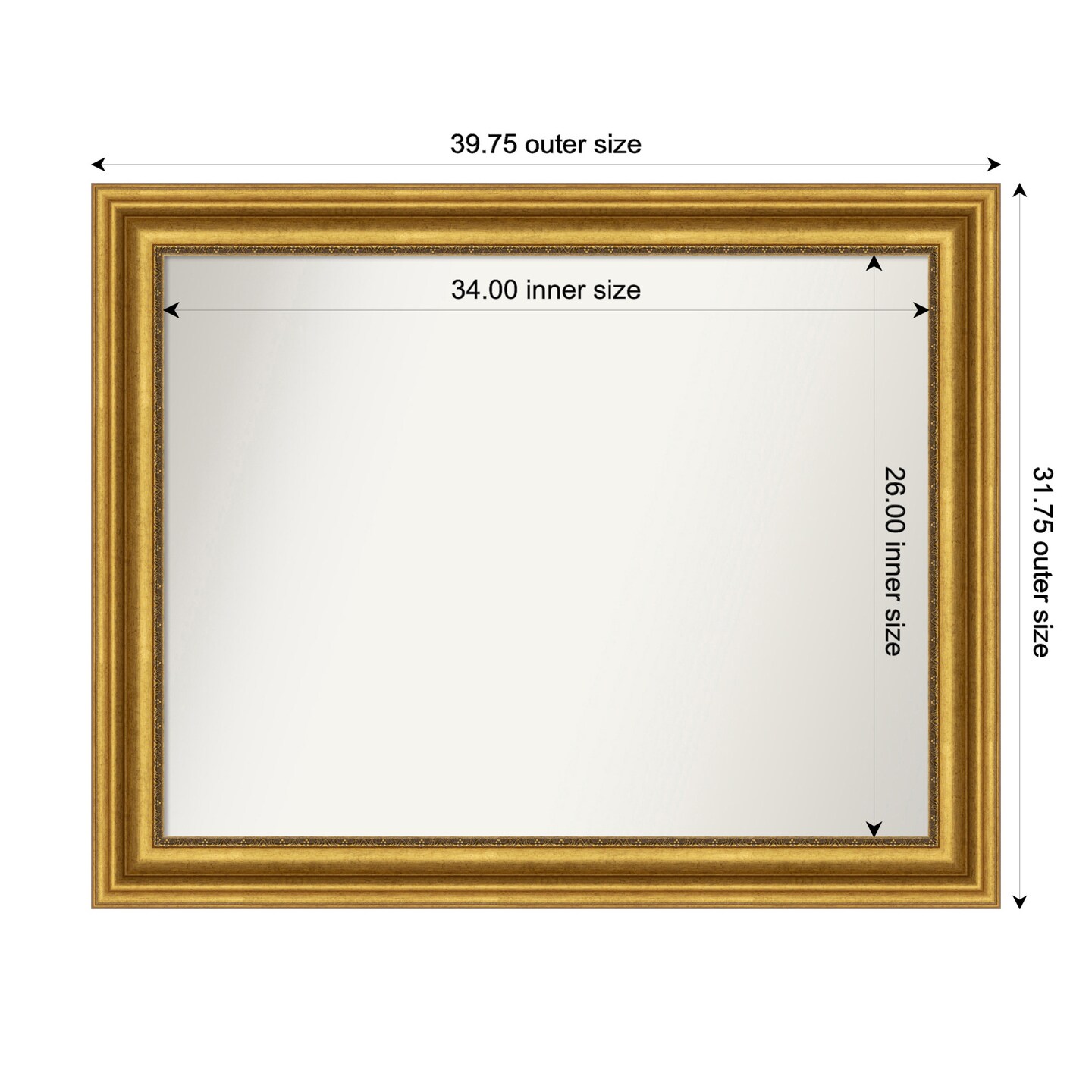 Parlor Gold Non-Beveled Custom Framed Bathroom Vanity Wall Mirror