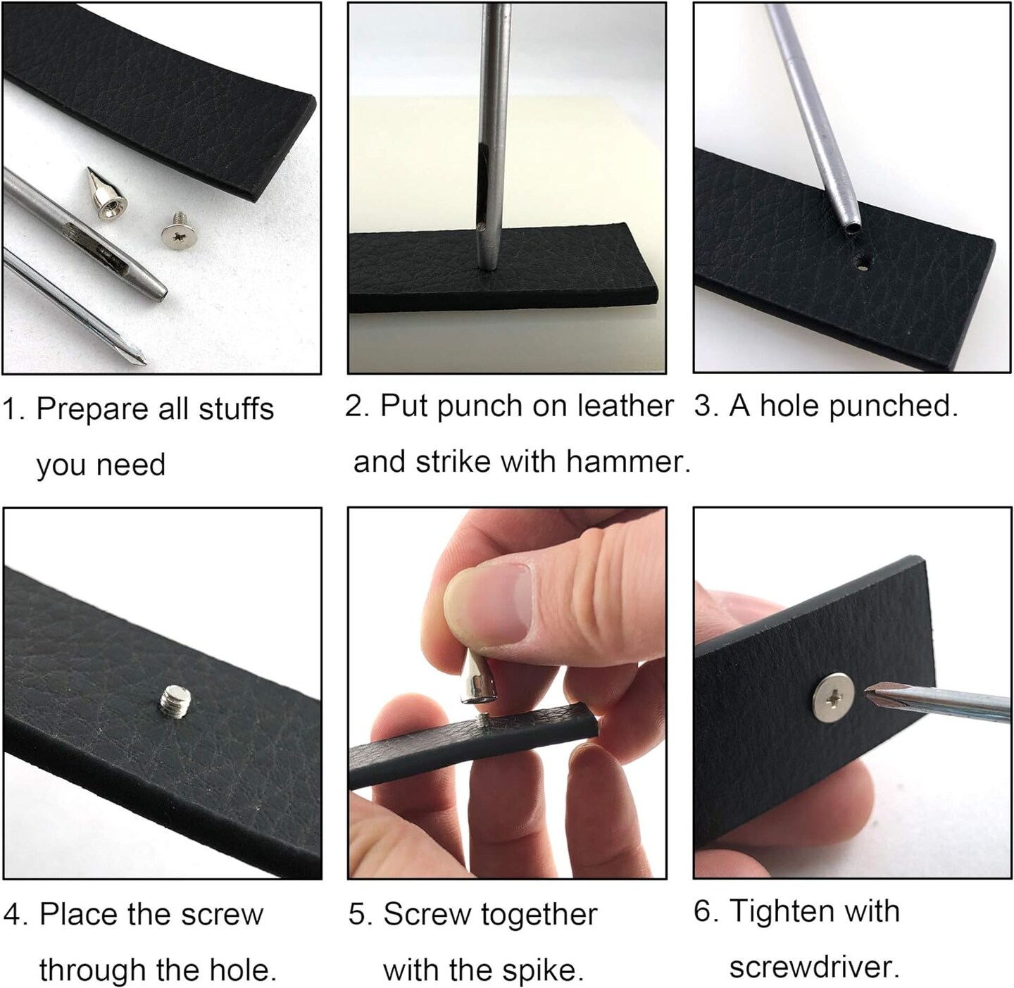 70 Sets Mixed Shape Spikes and Studs Assorted Sizes Spike Studs for Clothing Silver Color Screw Back Bullet Tree Studs and Spikes Rivet for Leather Craft Clothing Shoes Belts Bags Dog Collars