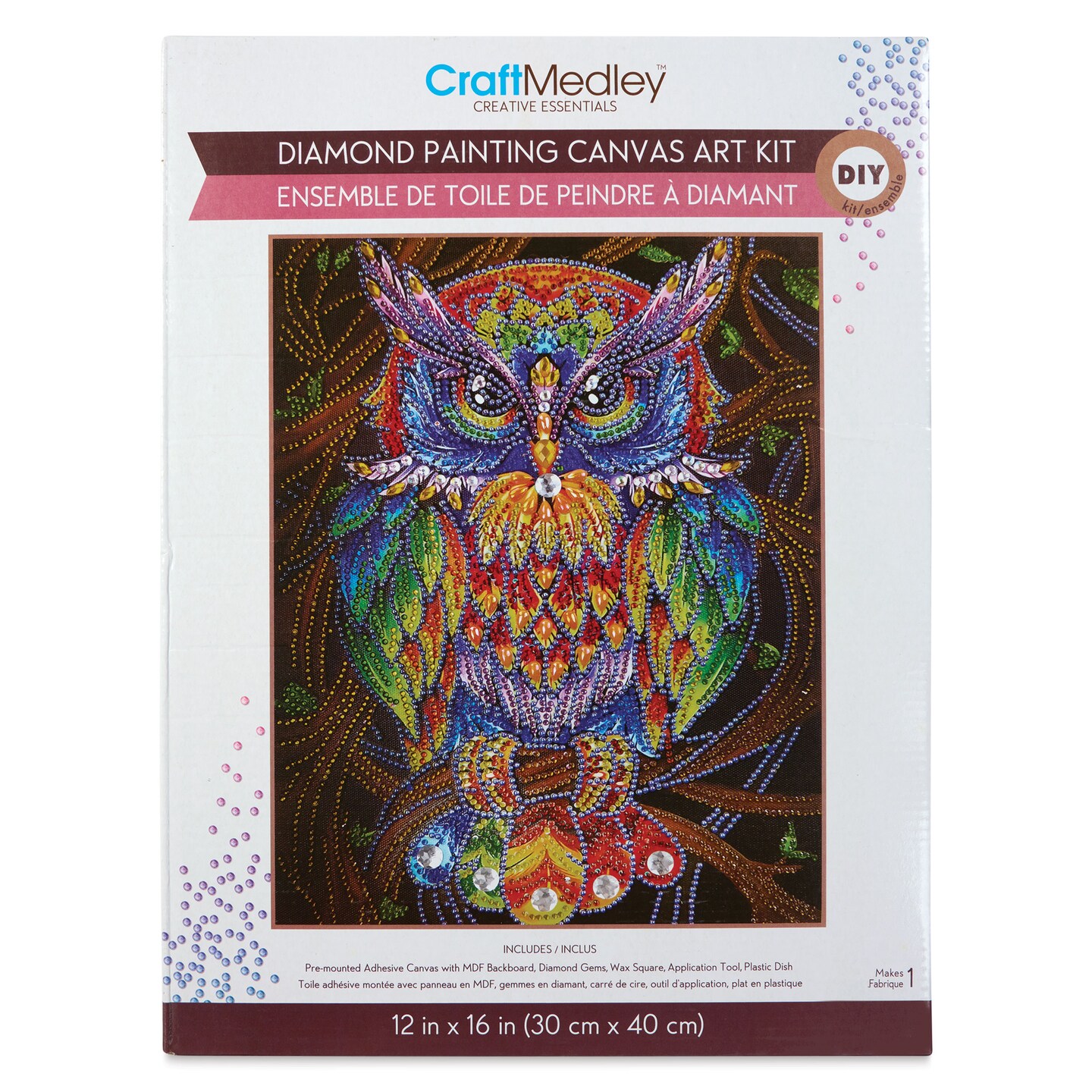 Craft Medley Diamond Painting Canvas Art Kit - Owl on Branch