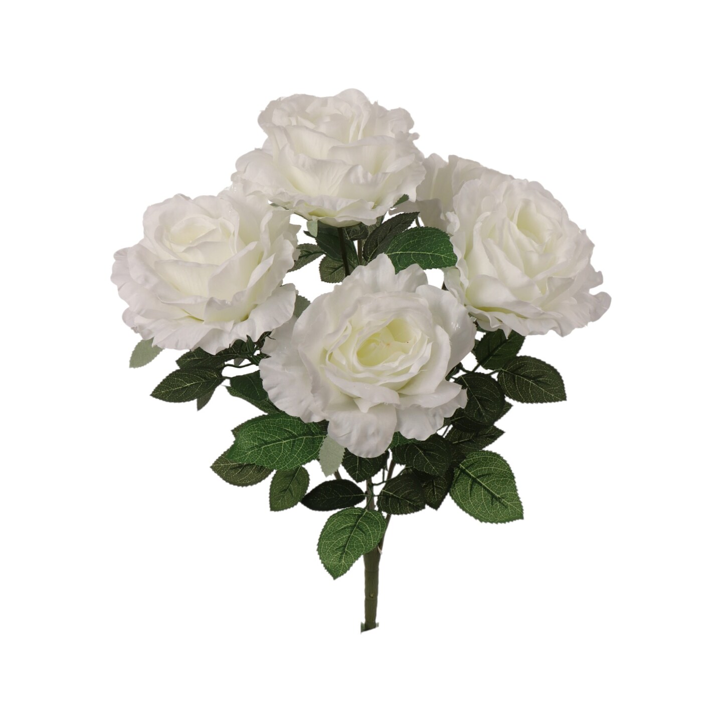 UV White Rose Bush: Set of 6, 20-Inch, 7 Silk Flowers &#x26; Foliage by Floral Home&#xAE;