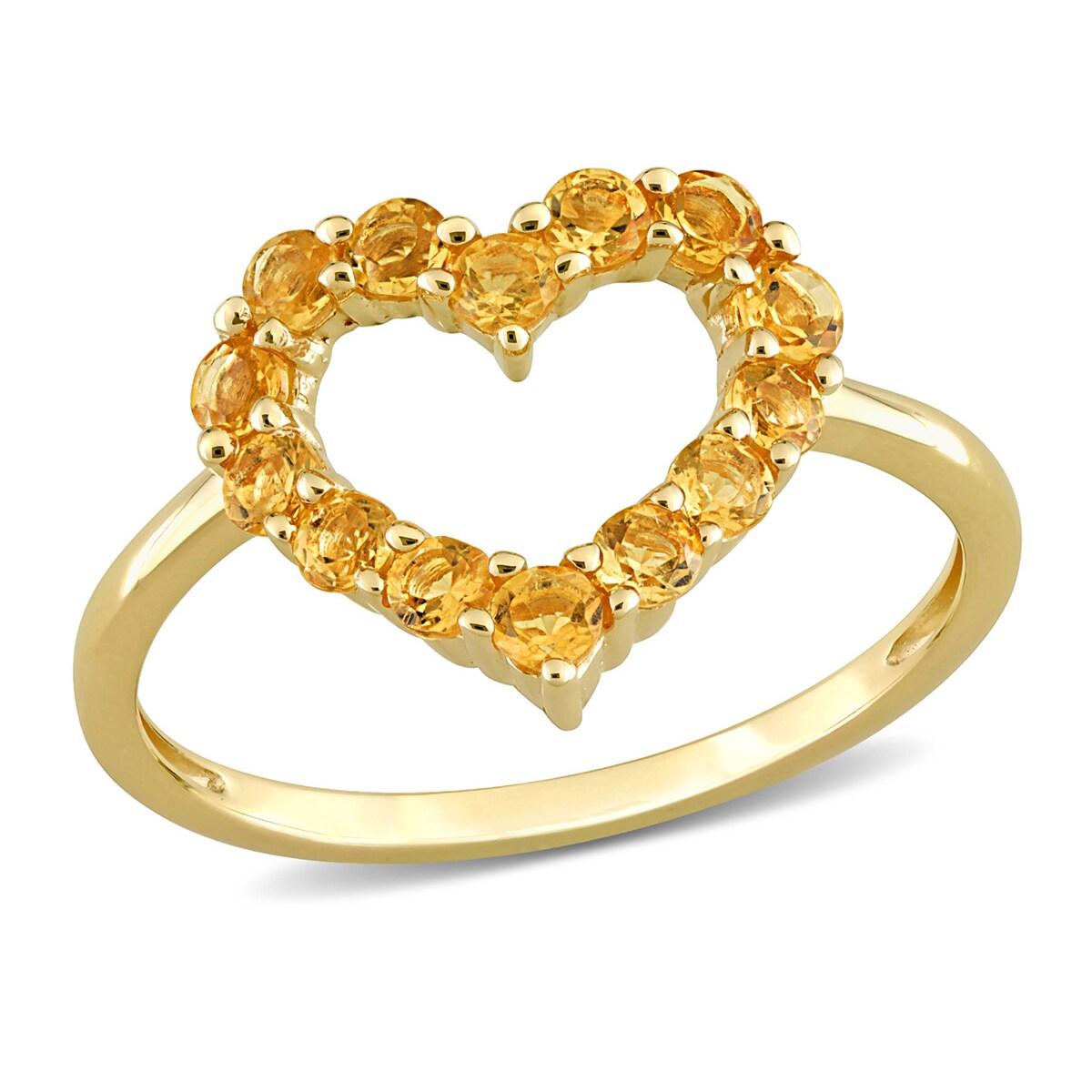 Gem And Harmony 1/2 Carat (ctw) Citrine Heart Ring in 10K Yellow Gold