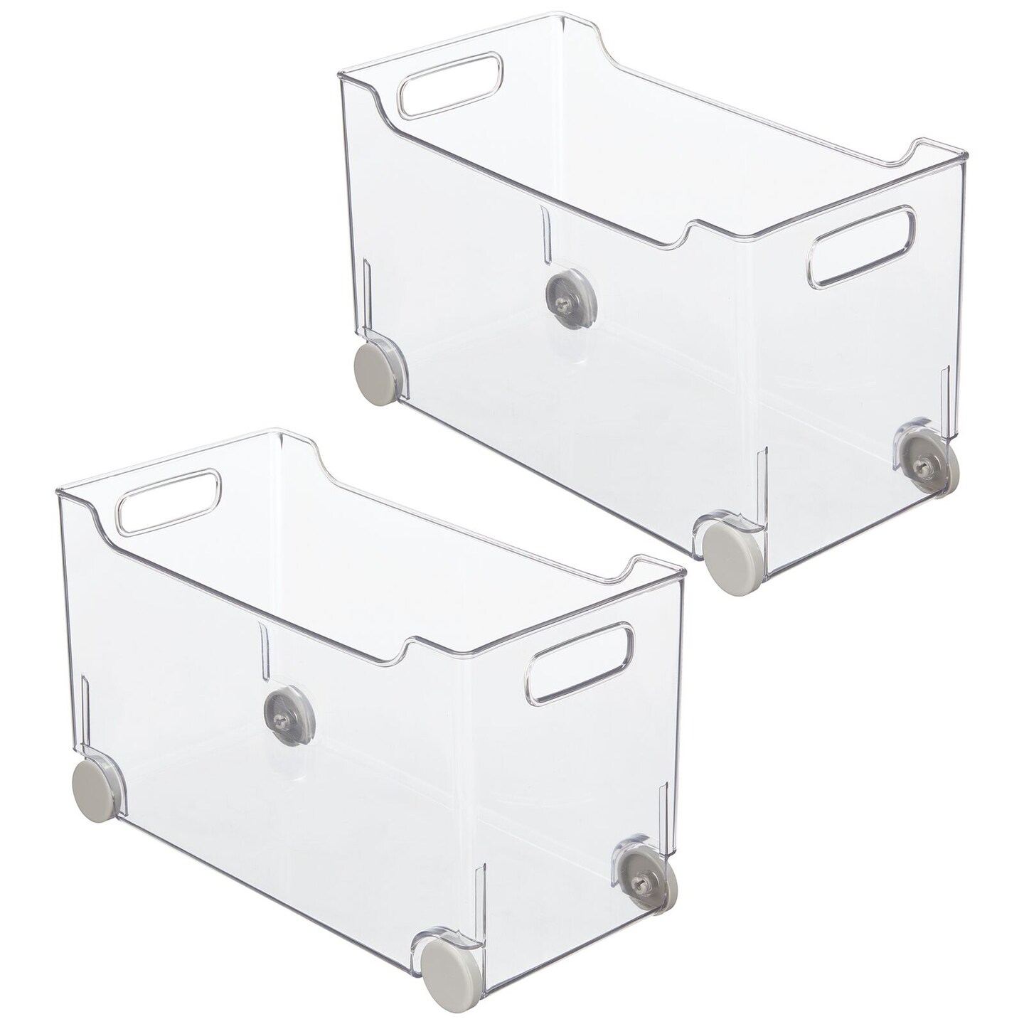 mDesign Plastic Kitchen Storage Bin, Rolling Wheels/Handles
