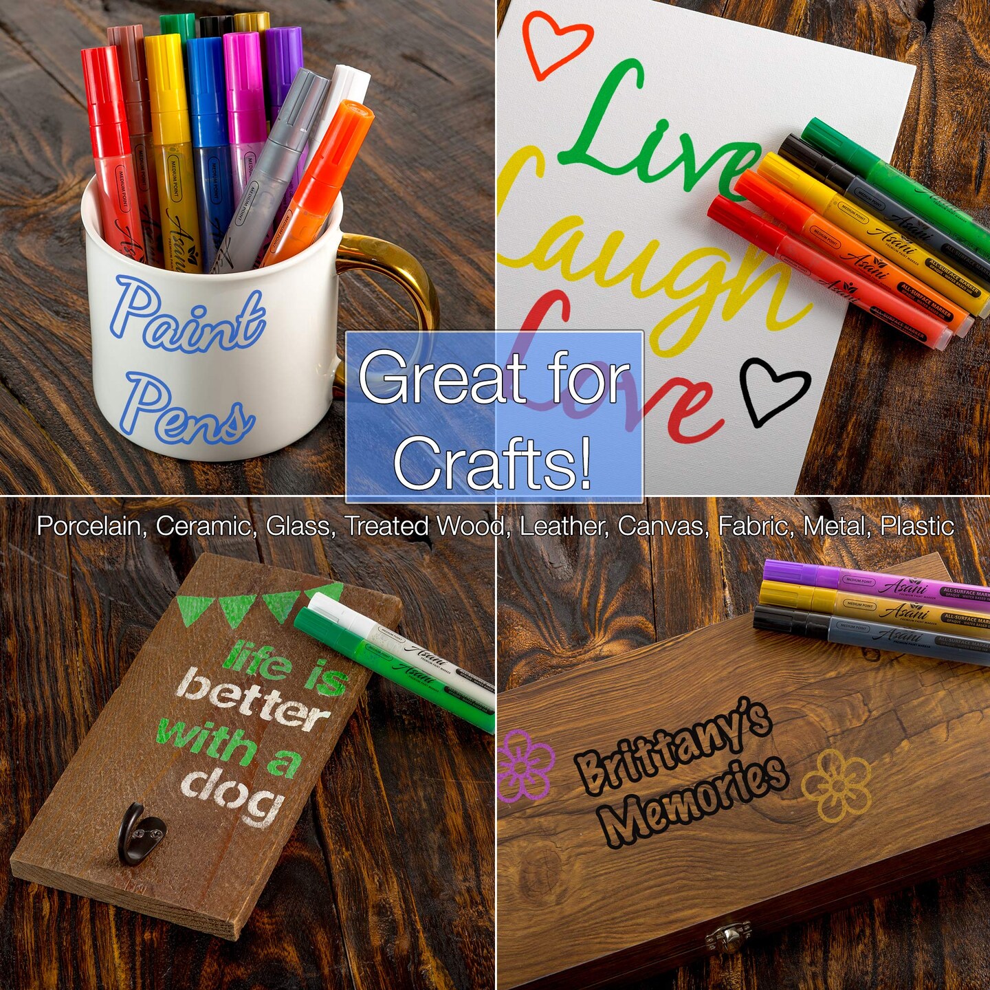 12 Color Paint Pens Acrylic Markers Set | For Rock Painting, Glass, Wood, Porcelain, Ceramic, Fabric, Paper, Kindness Rocks, Mugs, Calligraphy, Unique Arts and Crafts Supplies (Medium Point)