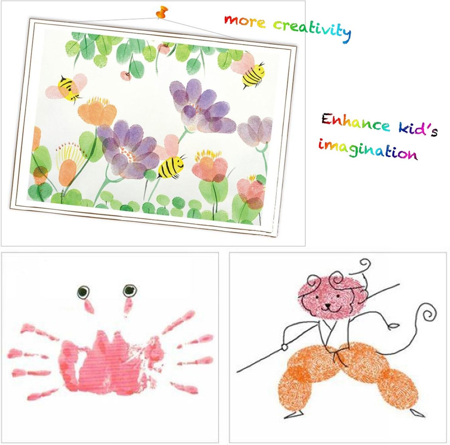 Craft Large Ink Pad Stamps Partner DIY Color,8 Colors Rainbow Finger Ink pad for Kids (Pack of 8)