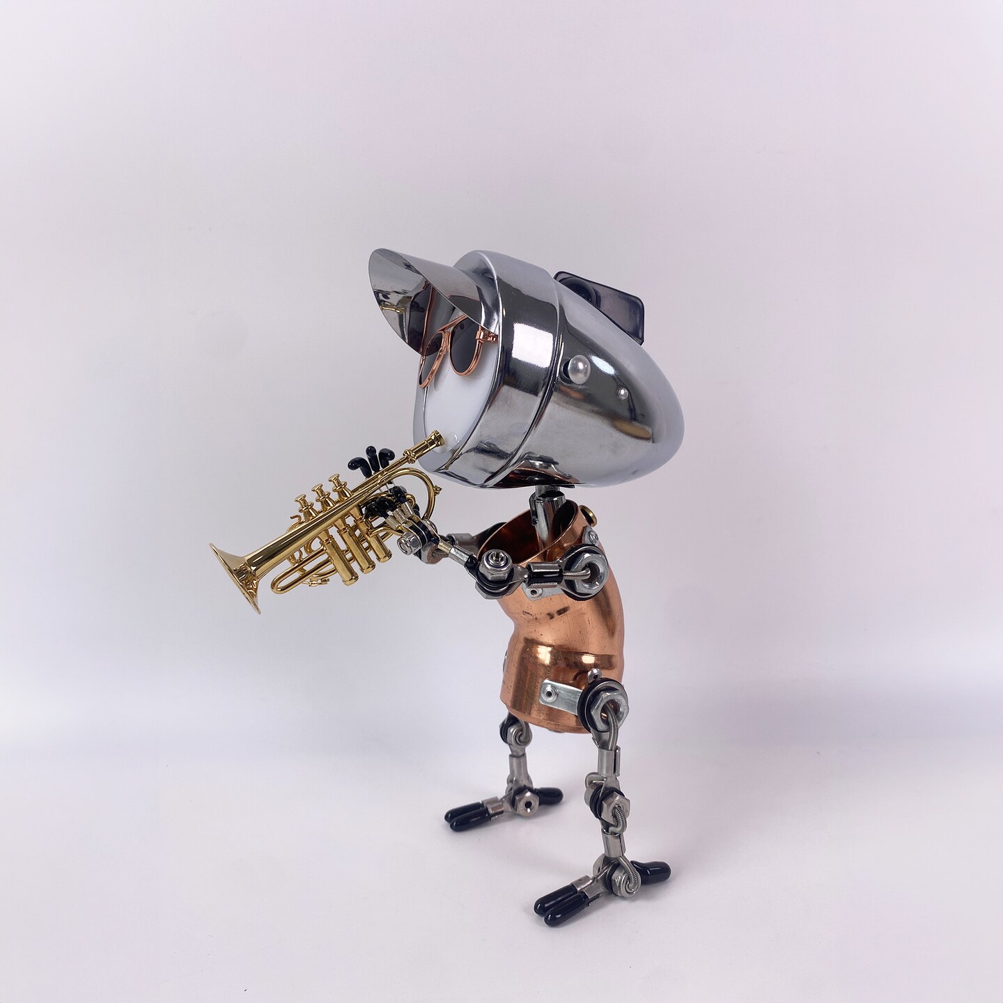 Cornet Player in Light Musical Lamp,Bronze Trumpet Solo Performing