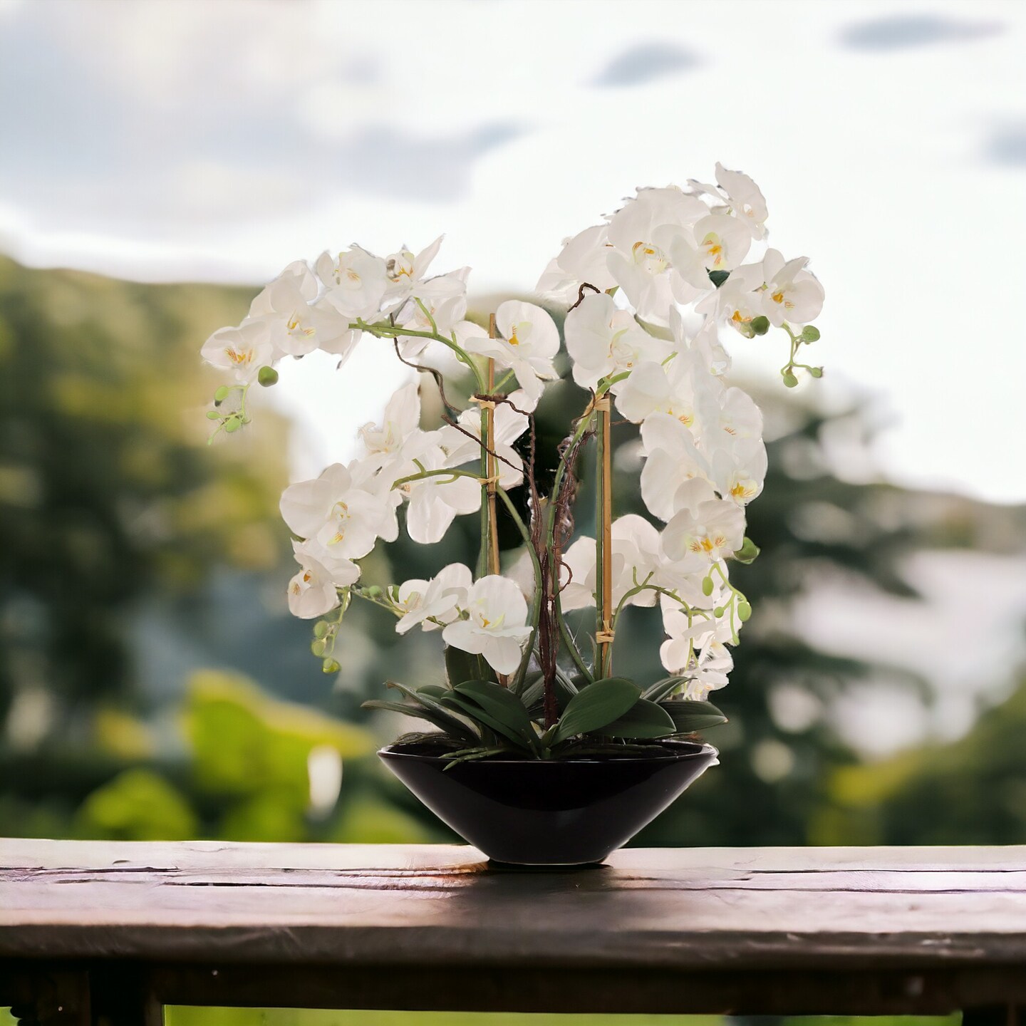 23-Inch Phalaenopsis Orchid Arrangement - Elegant Silk Floral Accent for Home &#x26; Office Decor, Floral Home by Artificial Flowers