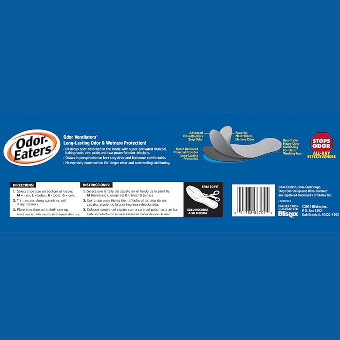Odor Eaters&#xAE; - Insoles Ultra-Durable (3 Pack) | Ultimate Durability for Every Step | Fortify Your Footwear for Lasting Comfort
