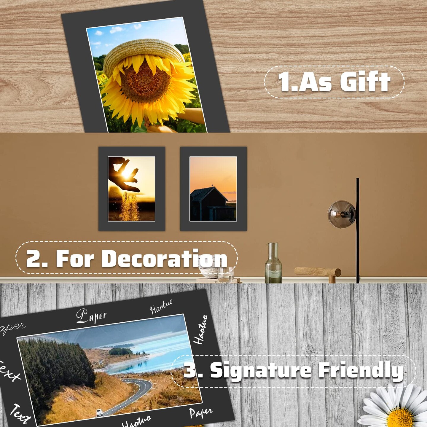 HOTUO 10 Pack Acid Free Black Picture Frame Mats, Pre-Cut 5x7 Picture Mats with Ivory Core Bevel Cut for 4x6 Photo, Signature Friendly 4 Ply Thickness Photo Mat for Frames/Artwork/Prints/Pictures