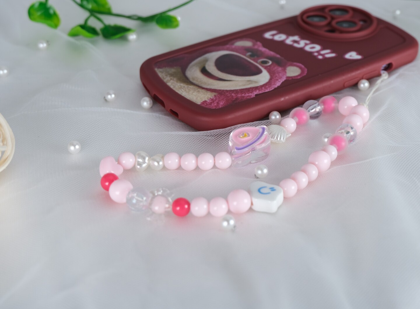 Kawaii Pink Beads Pearl Phone Charm Strap Phone Lanyard Phone
