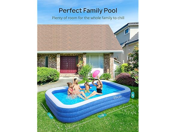 EVAJOY Inflatable Pool Ideal for Family Outdoor Fun 118&#x27;&#x27; x 72&#x27;&#x27; x 20&#x27;&#x27;