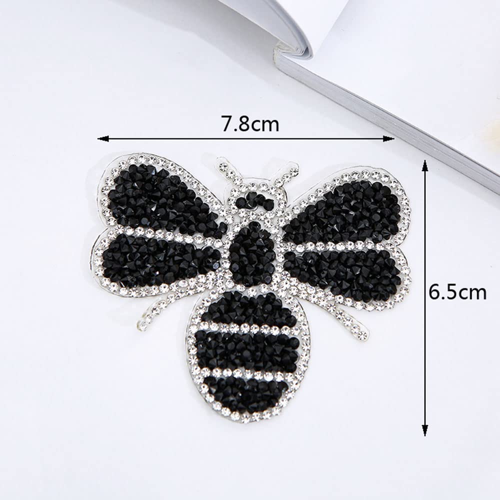 4 Pieces Crystals Bee Patches Iron on Rhinestone Appliques Patch Transfer