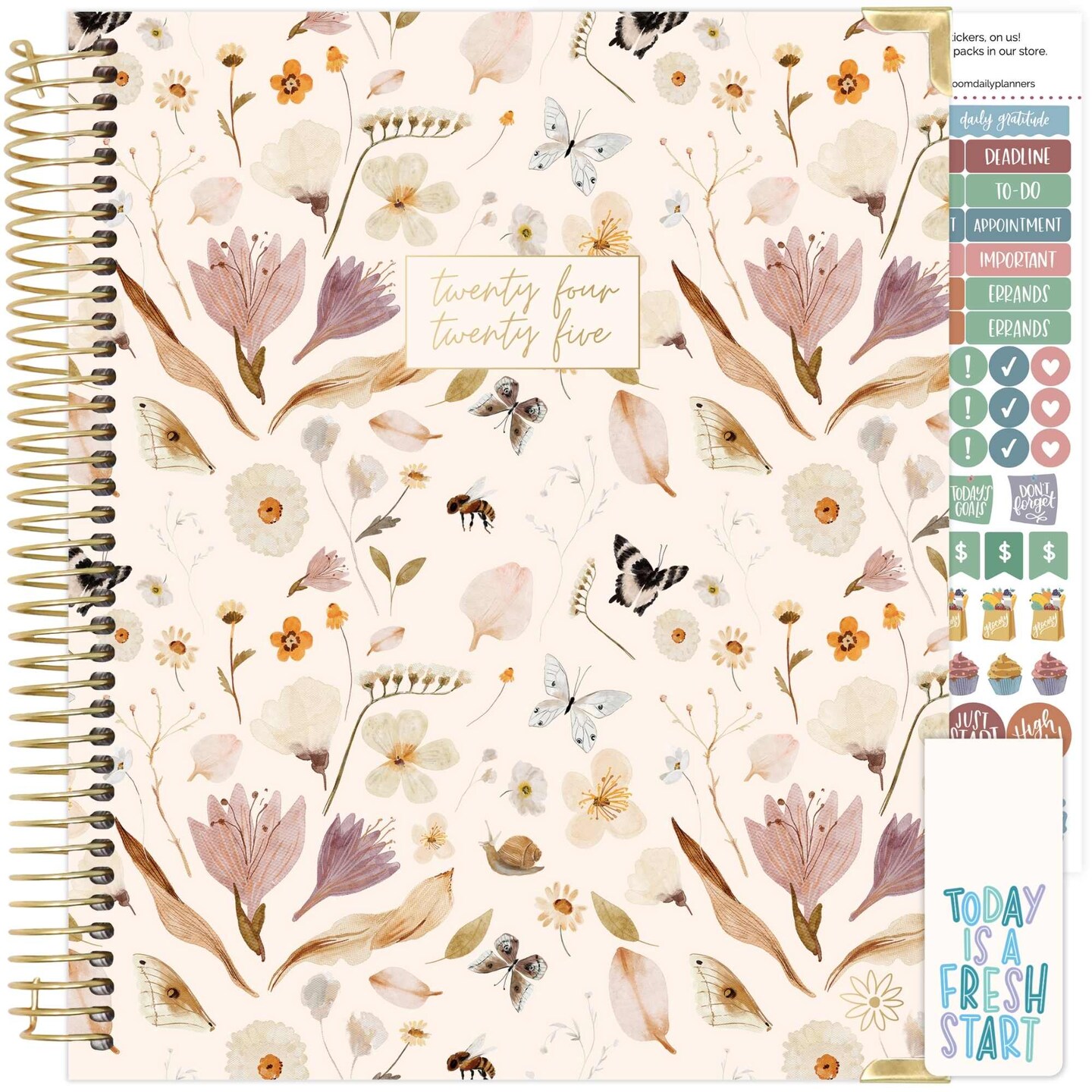 bloom daily planners 2024-25 Vision Planner, 7.5&#x22; x 9&#x22;, Butterfly Garden