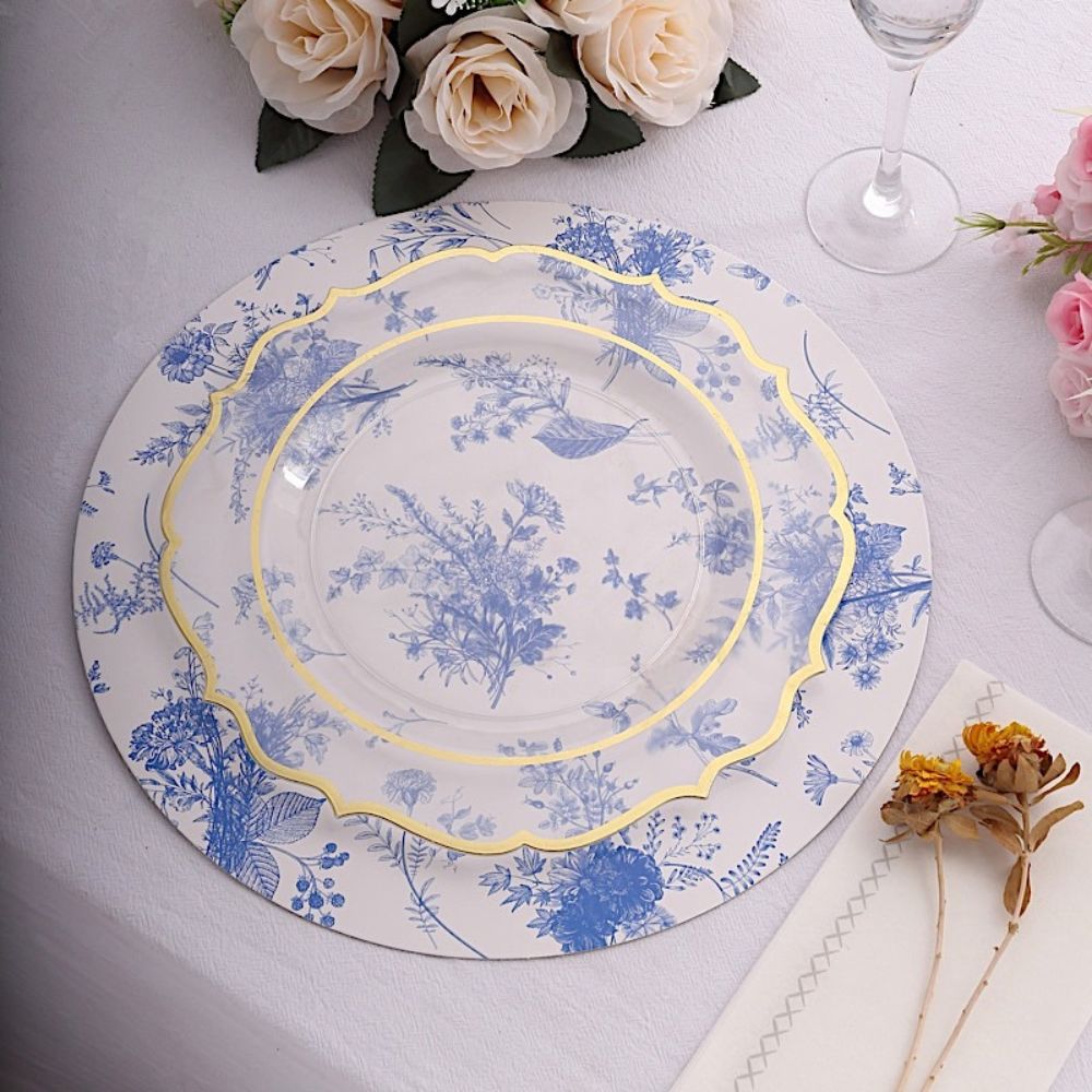 6 Floral Design Disposable Paper Charger Plates