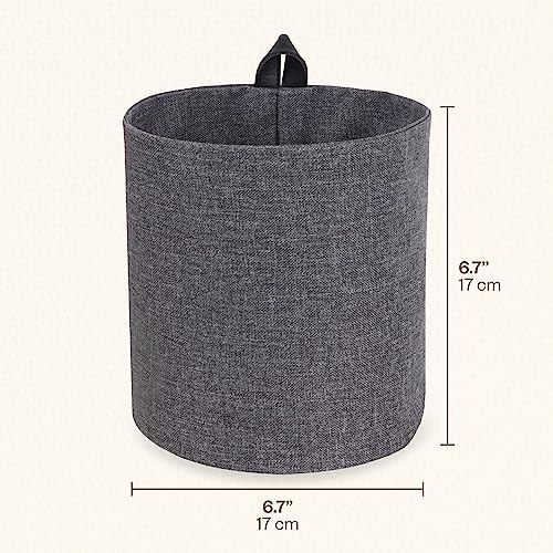 Soft Hang Around Hanging Storage Basket Small | Hanging Wall Basket for Organizing Everyday Necessities | Collapsible Wall Hanging Storage Basket for Closets | 6.7&#x2033;x6.7&#x2033; | Small | Grey